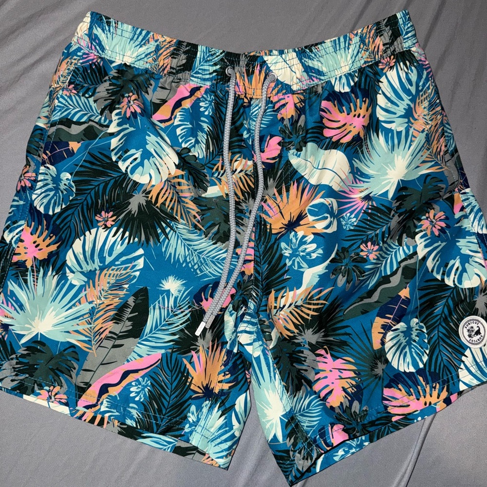 Tropical Blue Men's Swim Trunks